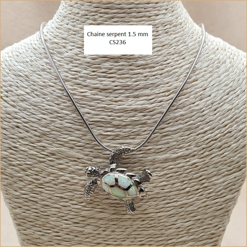 Pendentif tortue opaline blanche "POT37.W"