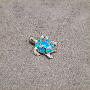 Pendentif tortue opaline bleu "POT38.B"