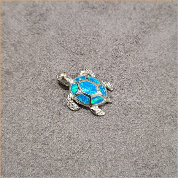 Pendentif tortue opaline bleu "POT38.B"