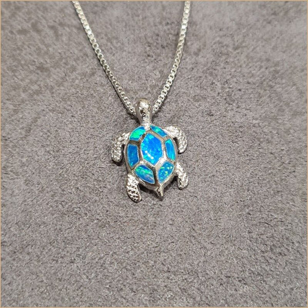 Pendentif tortue opaline bleu "POT38.B"