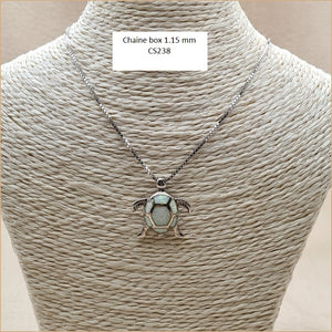 Pendentif tortue opaline blanche "POT40.W"
