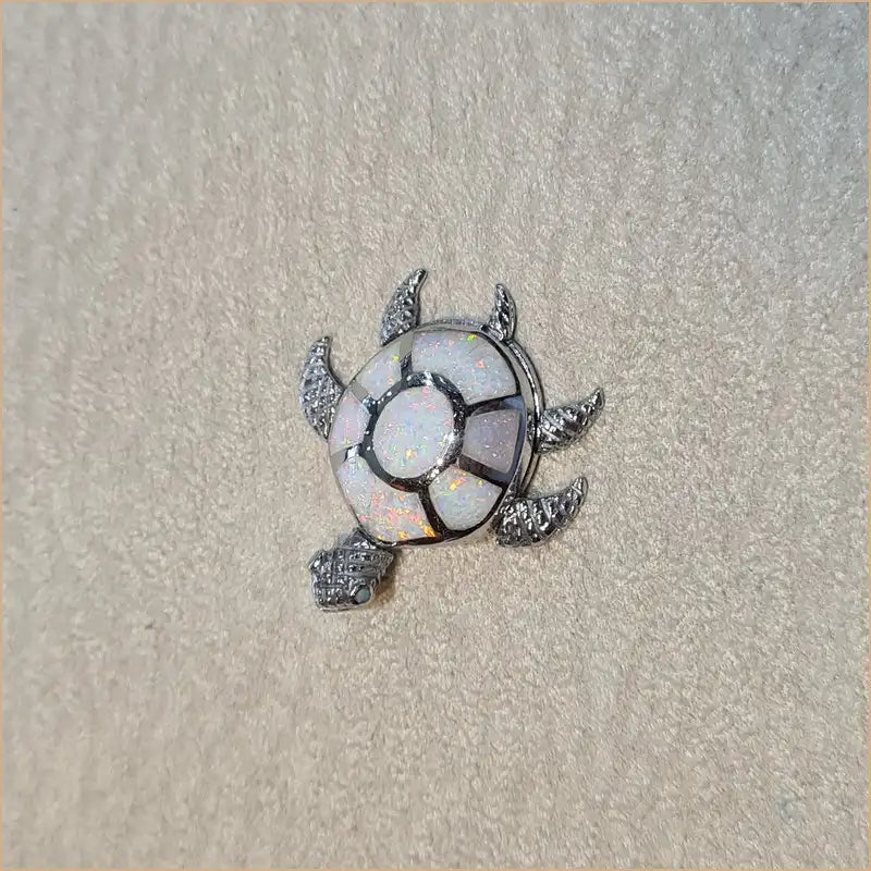 Pendentif tortue opaline blanche "POT41.W"