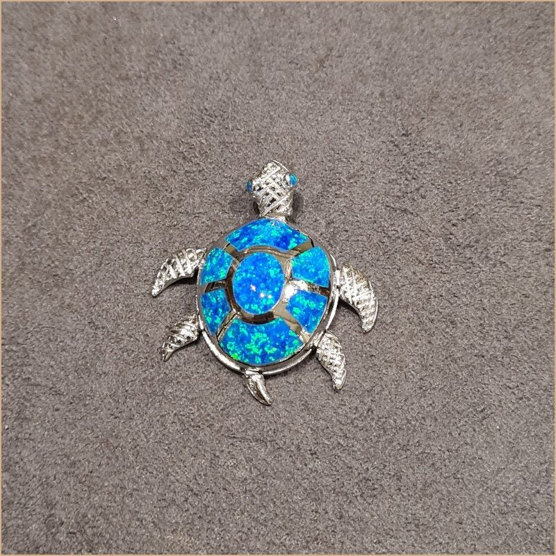 Pendentif tortue opaline bleu "POT41.B"