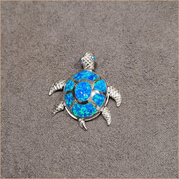 Pendentif tortue opaline bleu "POT41.B"