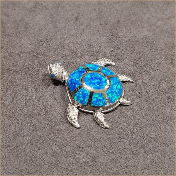 Pendentif tortue opaline bleu "POT41.B"