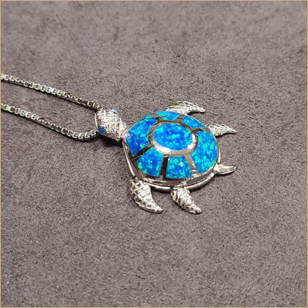 Pendentif tortue opaline bleu "POT41.B"
