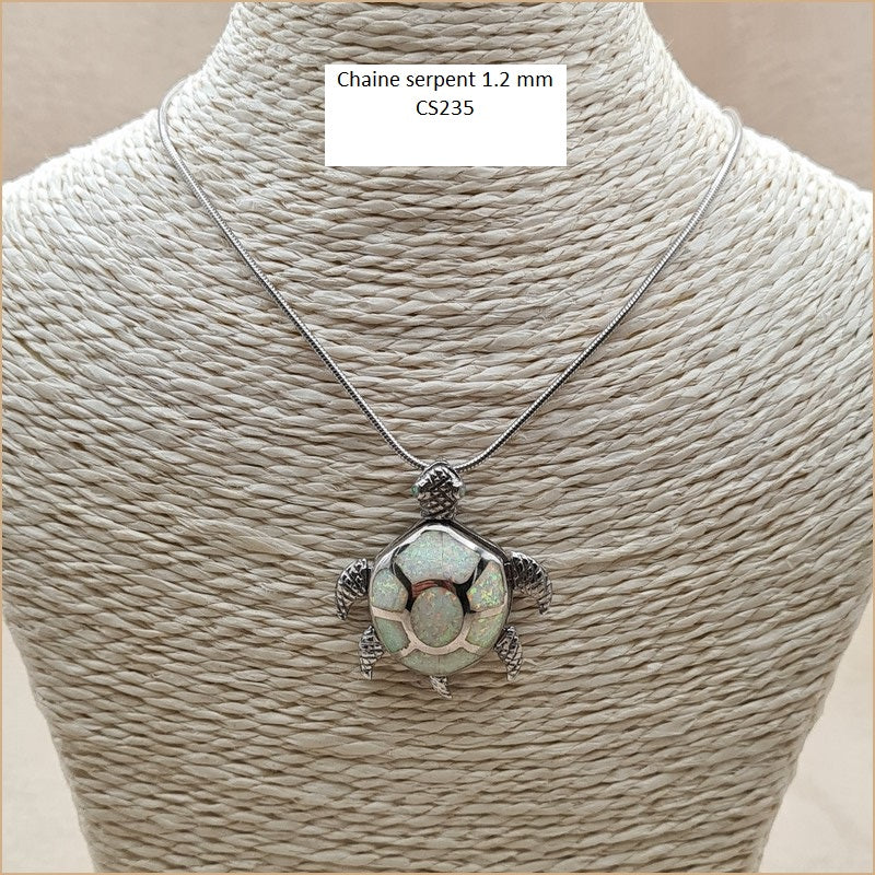 Pendentif tortue opaline blanche "POT41.W"