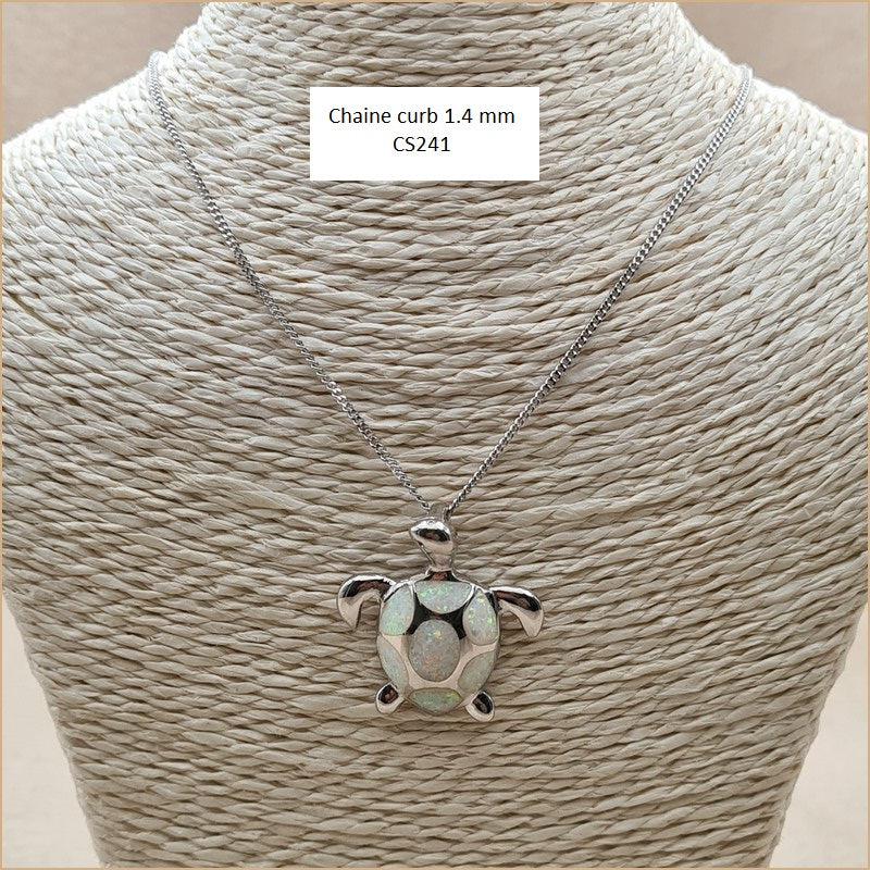 Pendentif tortue opaline blanche "POT46.W"