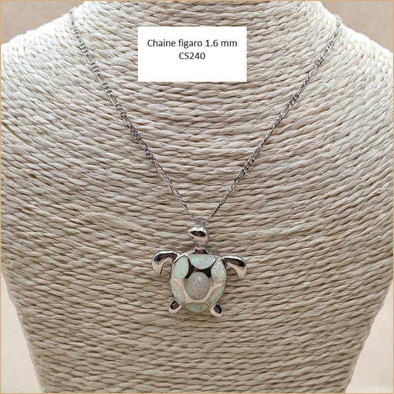 Pendentif tortue opaline blanche "POT46.W"
