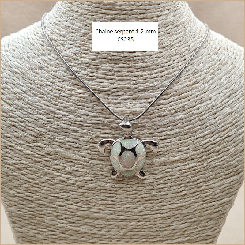 Pendentif tortue opaline blanche "POT46.W"