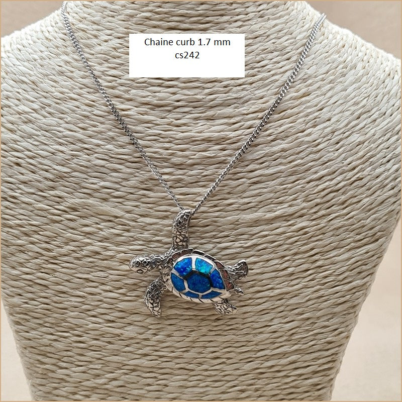 Pendentif tortue opaline bleue "POT47.B"