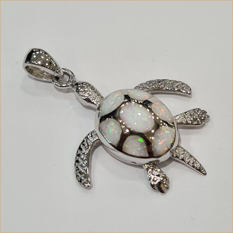 Pendentif tortue opaline blanche "POT48.W"