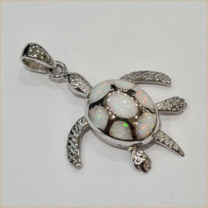 Pendentif tortue opaline blanche "POT48.W"