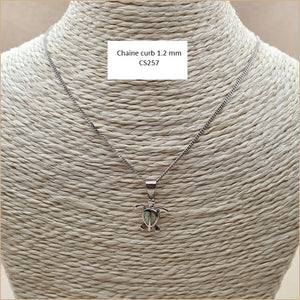 Pendentif tortue opaline blanche "POT49.W"