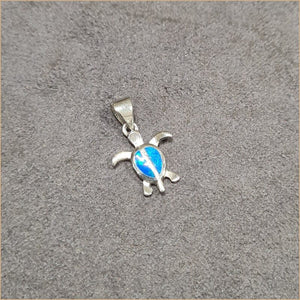 Pendentif tortue opaline bleu "POT50.B"