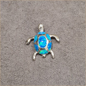 Pendentif tortue opaline bleu "POT51.B"