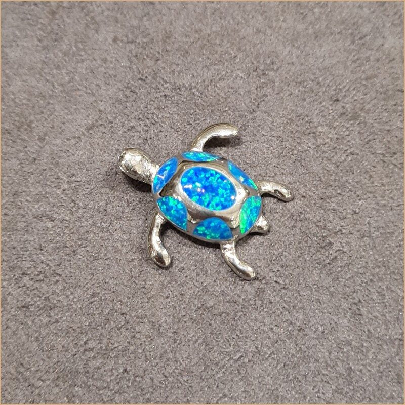 Pendentif tortue opaline bleu "POT51.B"