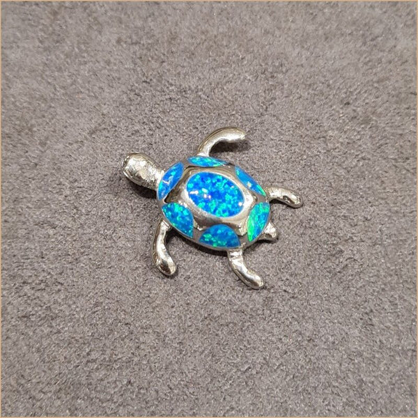 Pendentif tortue opaline bleu "POT51.B"