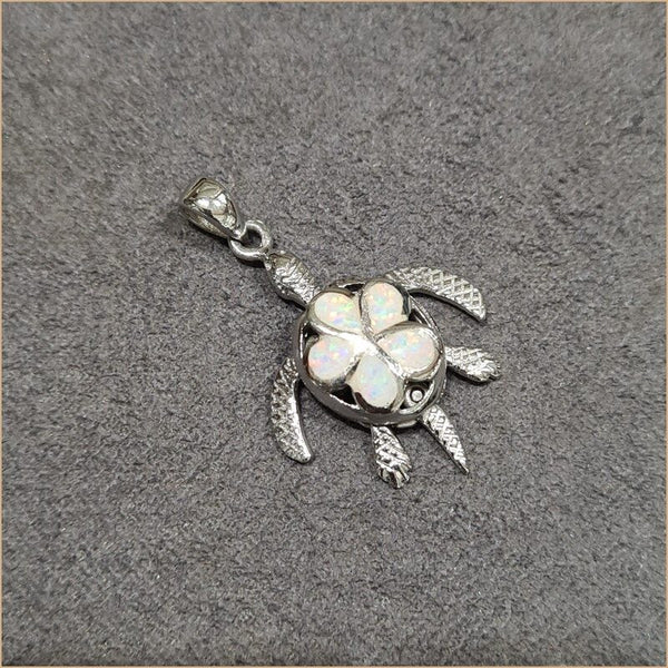 Pendentif tortue opaline blanche "POT52.W"