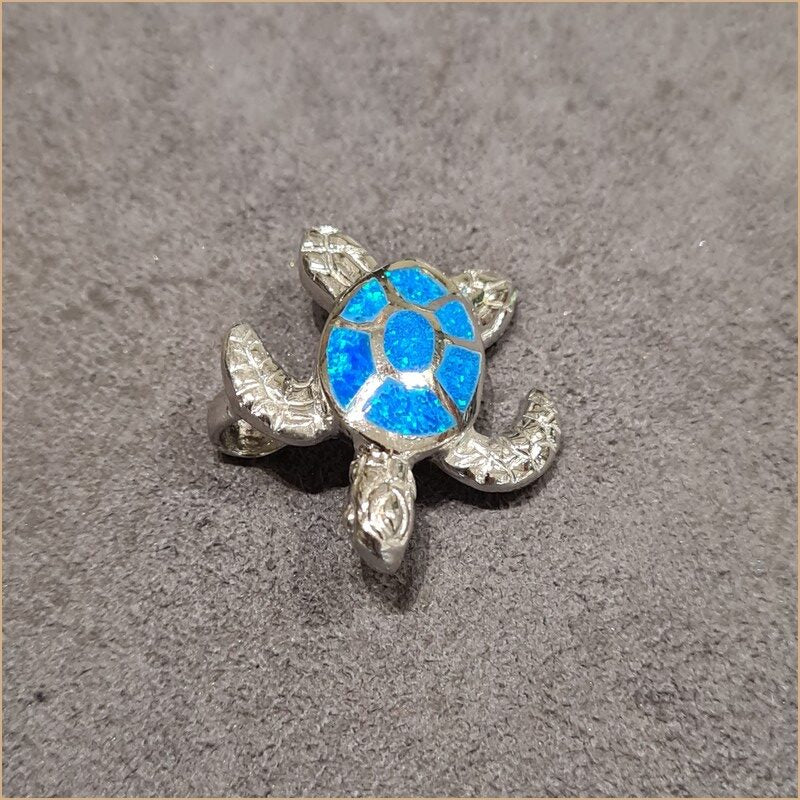 Pendentif tortue opaline bleu "POT54.B"