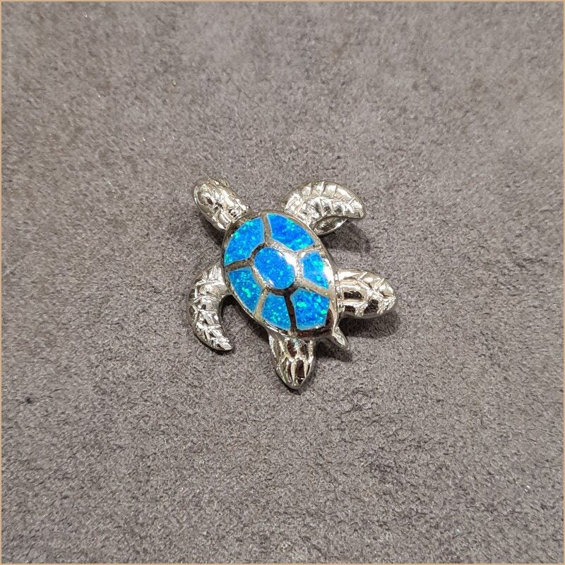 Pendentif tortue opaline bleu "POT54.B"