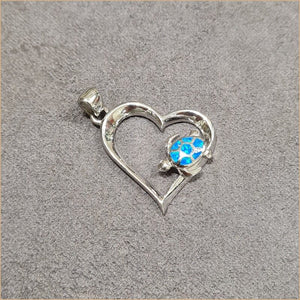 Pendentif tortue opaline bleu "POT55.B"