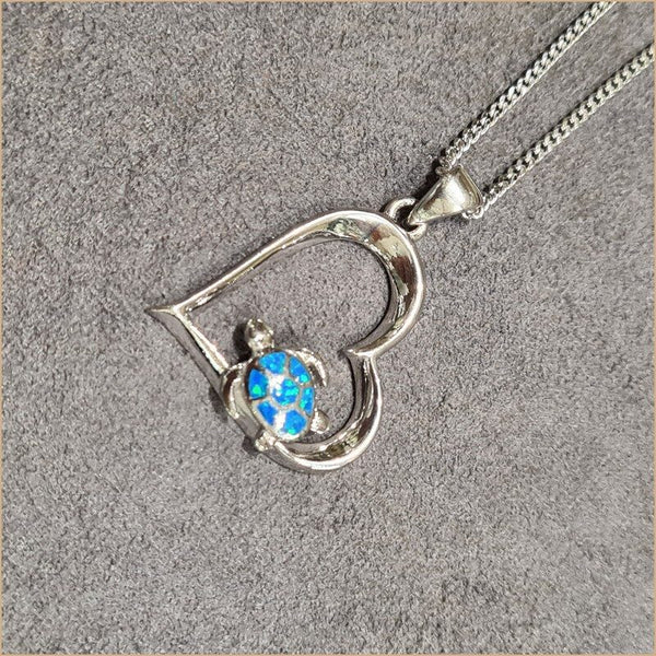 Pendentif tortue opaline bleu "POT55.B"