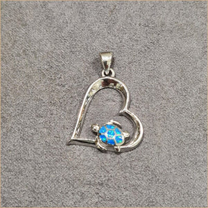 Pendentif tortue opaline bleu "POT55.B"