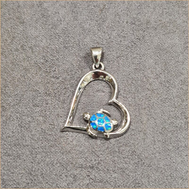 Pendentif tortue opaline bleu "POT55.B"