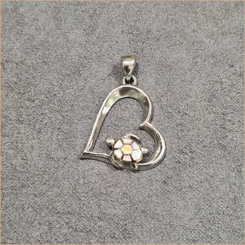 Pendentif tortue opaline blanche "POT55.W"