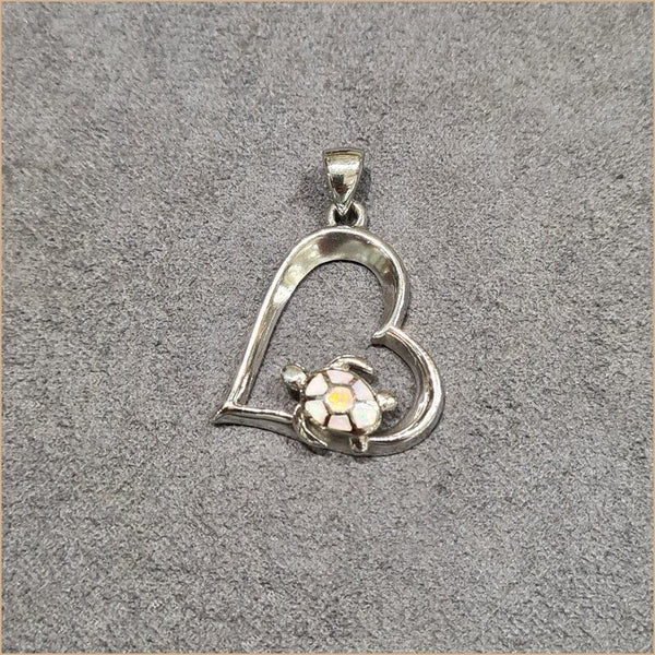 Pendentif tortue opaline blanche "POT55.W"