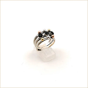 Bague onyx triple anneau"RI1024.O"