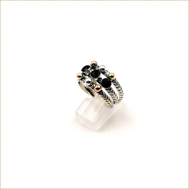 Bague onyx triple anneau"RI1024.O"