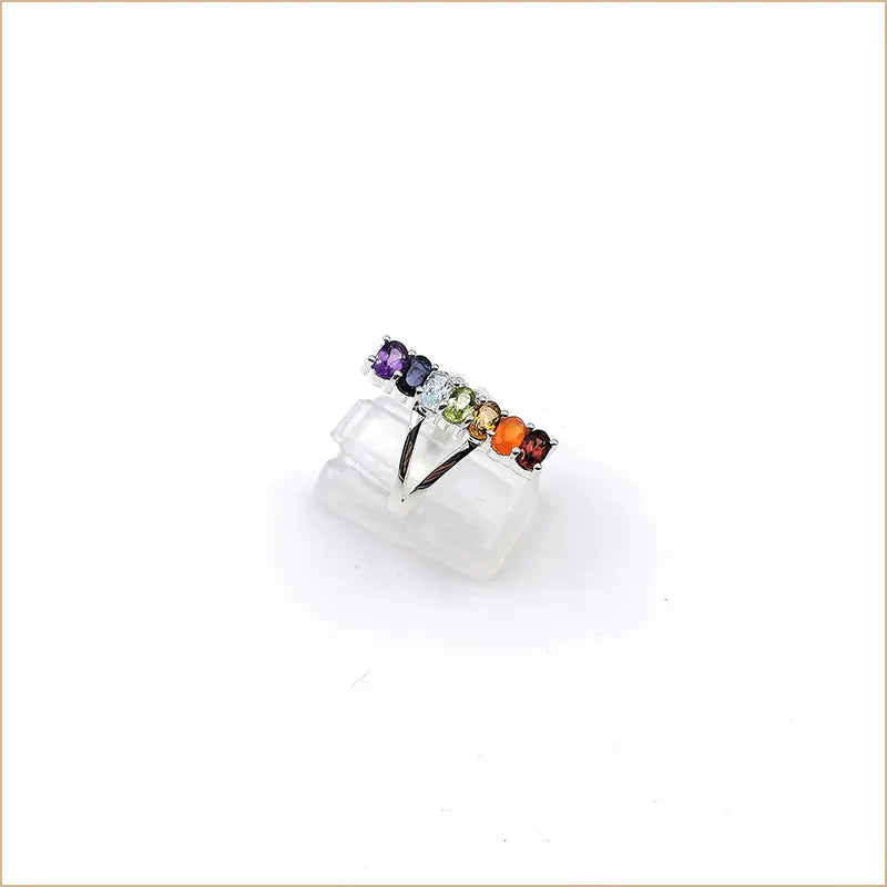 Bague 7 chakras ovale en ligne "RI1116"
