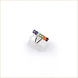 Bague 7 chakras ovale en ligne "RI1116"