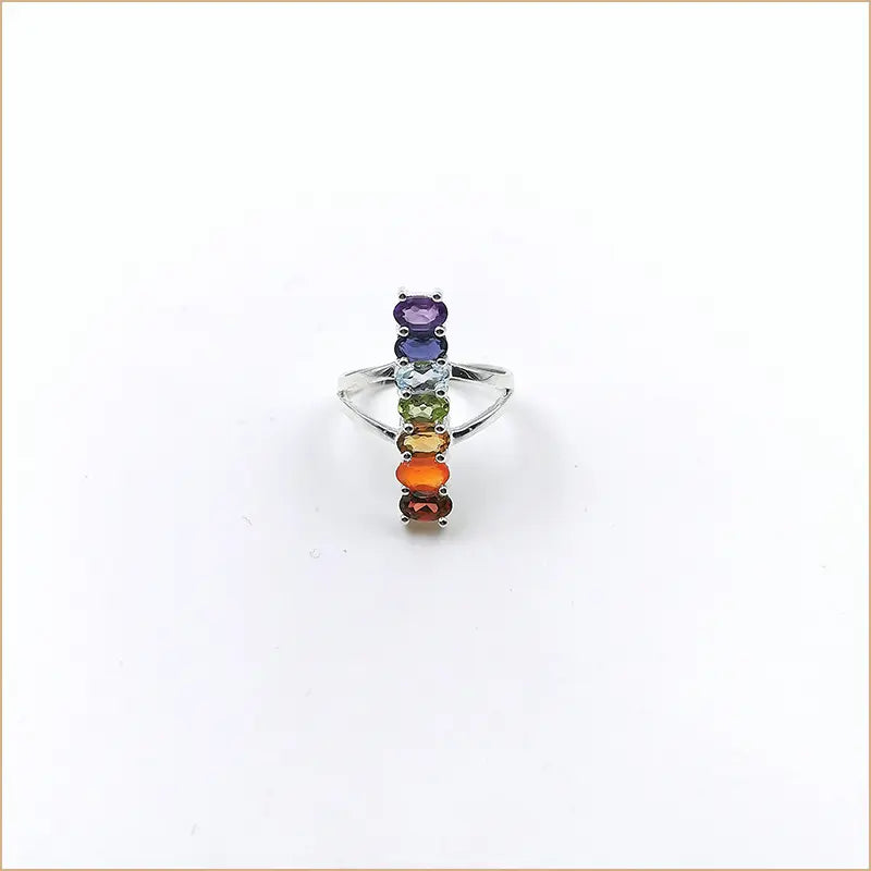 Bague 7 chakras ovale en ligne "RI1116"