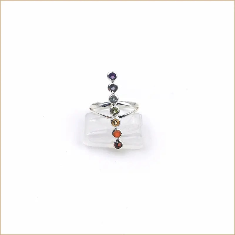 Bague 7 chakras rond en ligne "RI1117"