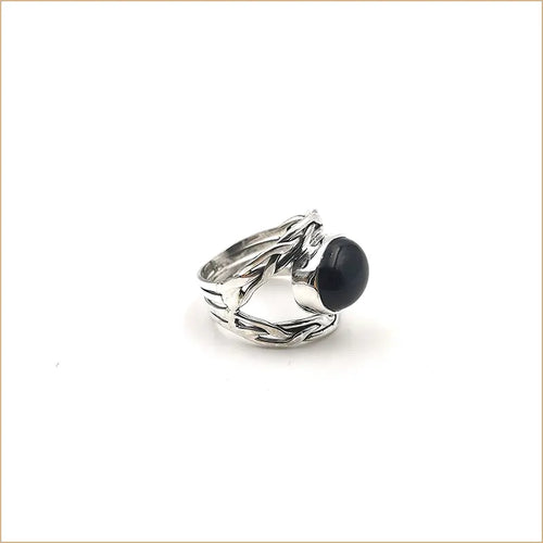 Bague onyx ajourée tressée "RI1131.O"