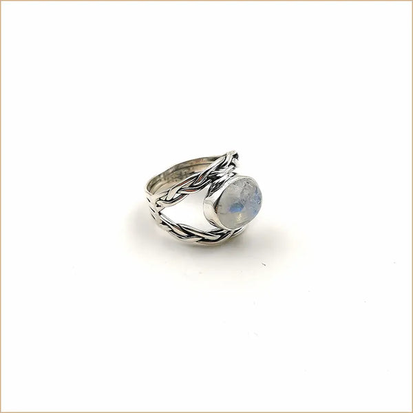 Bague pierre de lune ajourée tressée "RI1131.P"