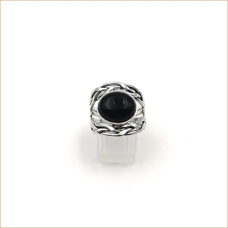 Bague onyx ajourée tressée "RI1131.O"