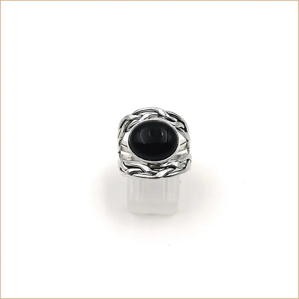 Bague onyx ajourée tressée "RI1131.O"
