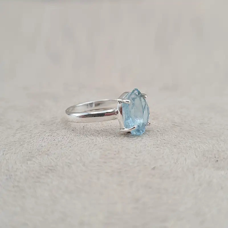 Bague aigue-marine brute "RI1140.AQ"