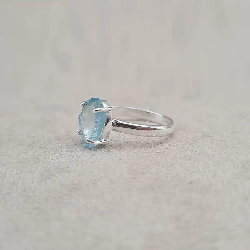 Bague aigue-marine brute "RI1140.AQ"