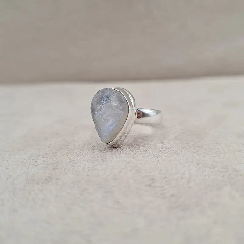 Bague pierre de lune goutte brute "RI1141.A"