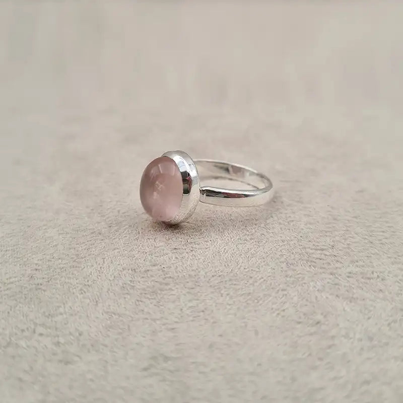 Bague cabochon ovale rose quartz "RI1143.A"