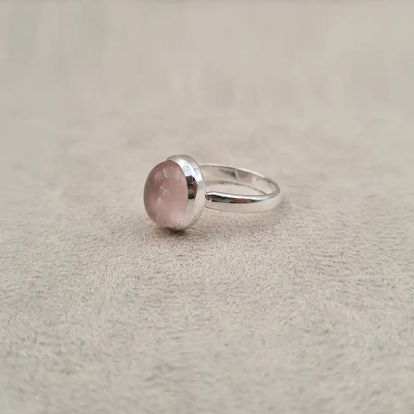 Bague cabochon ovale rose quartz "RI1143.A"