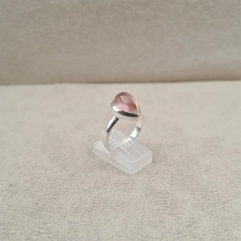 Bague cabochon goutte rose quartz "RI1143.B"