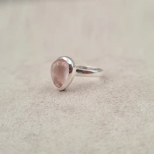 Bague cabochon goutte rose quartz "RI1143.B"