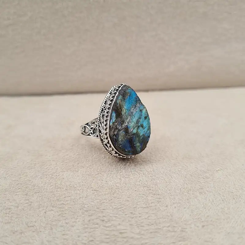 Bague labradorite brute goutte "RI1151.A"