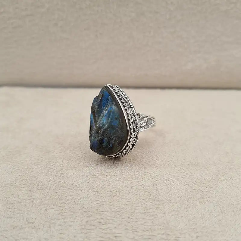Bague labradorite brute goutte "RI1151.A"